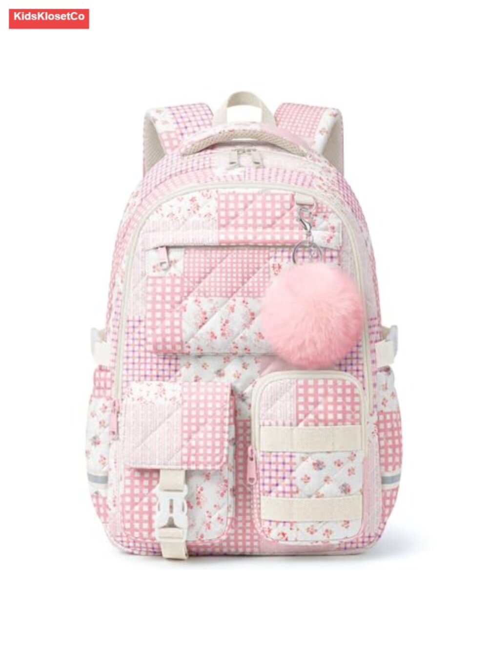 Quilted Backpack for Teen Girls Cute Patchwork School Bookbag with Multi-Pocket